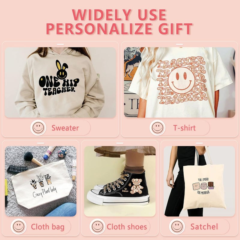 Tintnut Heat Transfer Vinyl - 12 Sheets 12 x 10 inches Retro HTV Groovy Heat Transfer Vinyl Daisy Patterned HTV Iron on Vinyl for Tshirts DIY Compatible with Cricut or Silhouette Cameo - Image 3